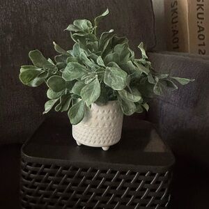Faux Greenery in White Textured Ceramic Planter - Home Accents